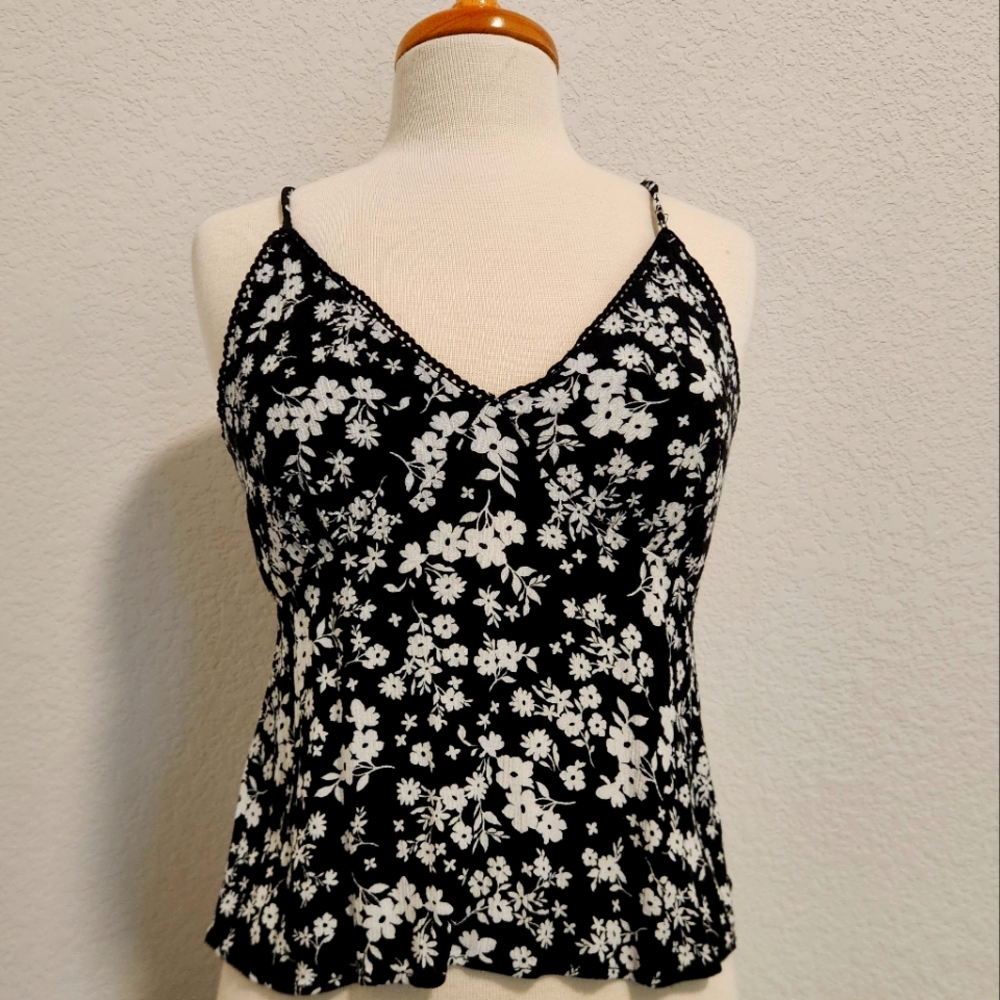 Ambiance Black and White Floral Camisole